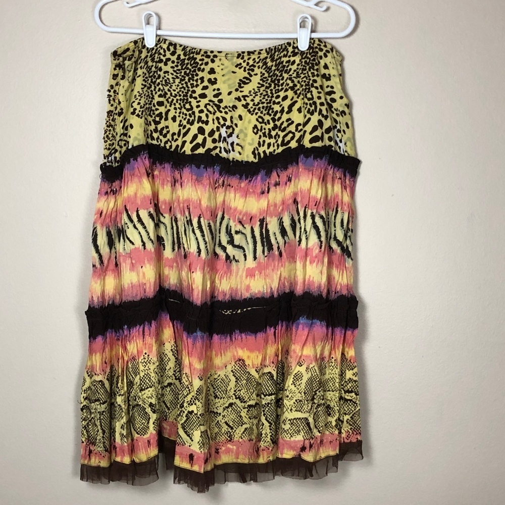 Alberto Makali Broomstick Skirt Boho Animal Print - image 2